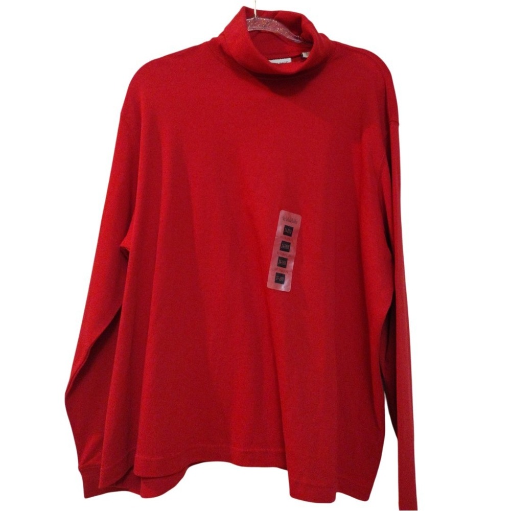 Classic Elements‎ Turtle Neck Top Woman's 24-26W Red Long Sleeves Knit Colorful